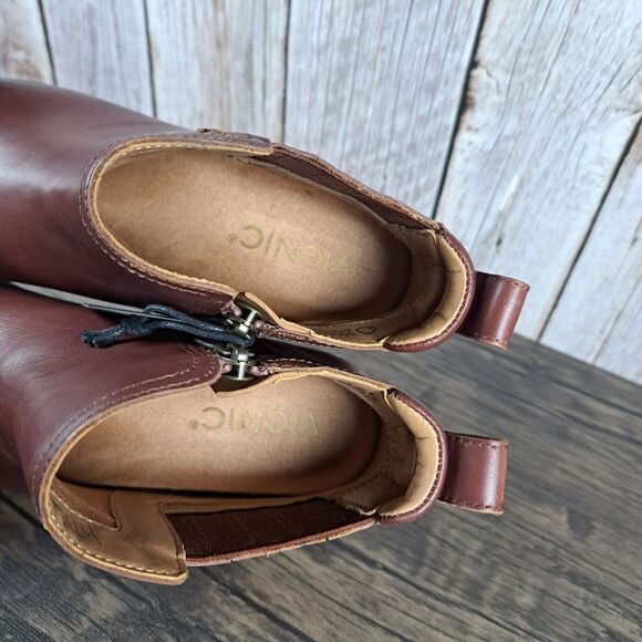 Vionic Joy Bethany Leather Waterproof Side Zip Ankle Bootie Women's Sz 6 Beaver - Picture 7 of 10